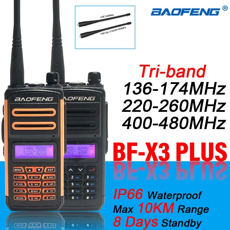 2021 BF X3 плюс высокое Мощность иди и болтай Walkie Talkie с большим радиусом