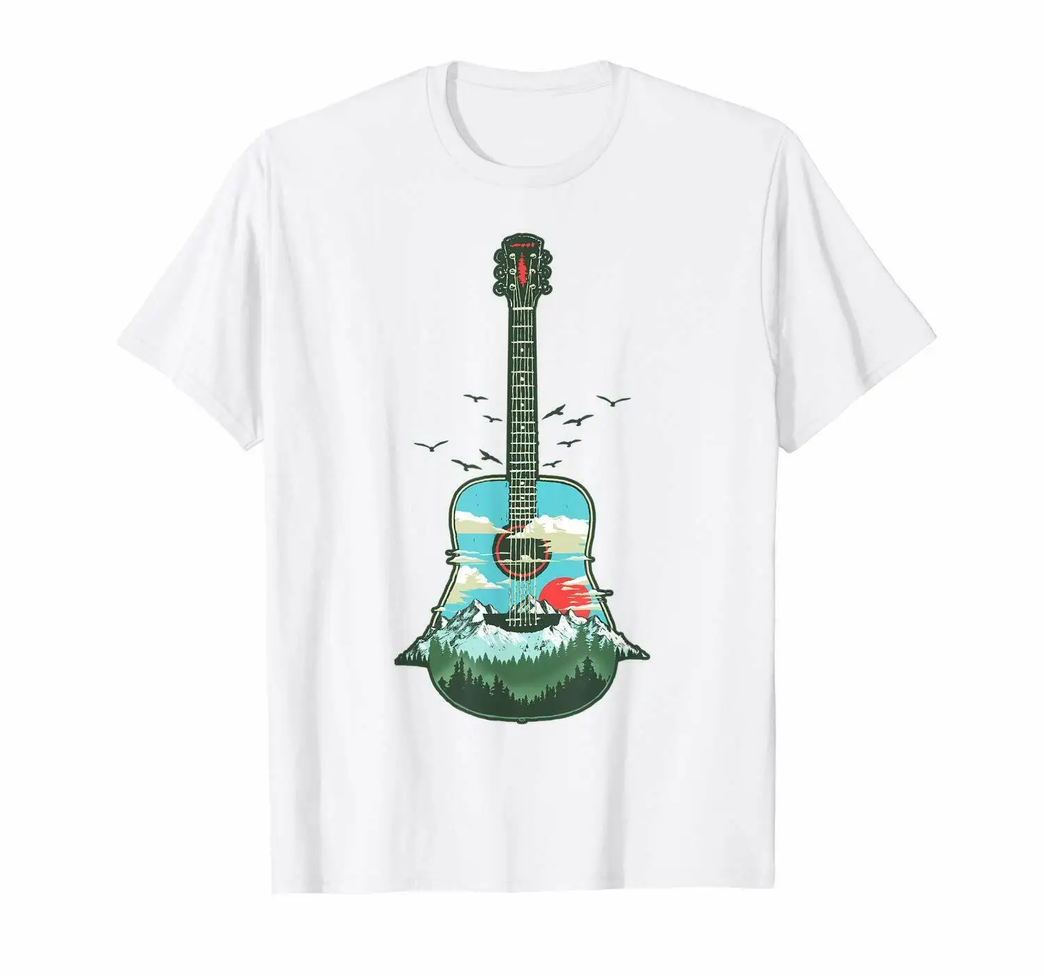 

Beautiful Acoustic Guitar Mountains, Forest & Nature Graphic T-Shirt size S-3XL