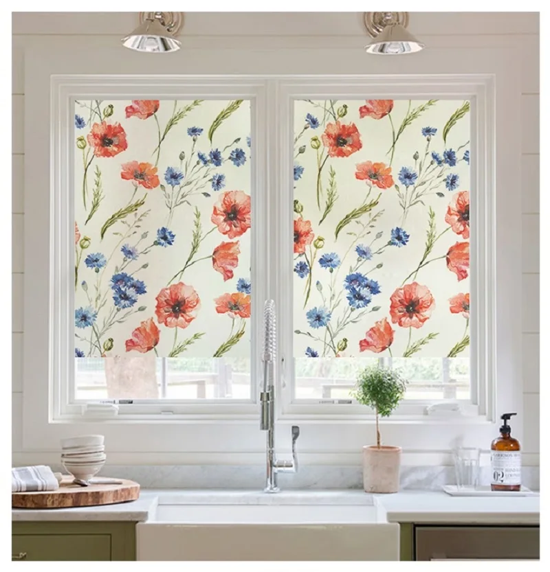 Размер на заказ статическая пленка для окон виниловая кукурузная маковая