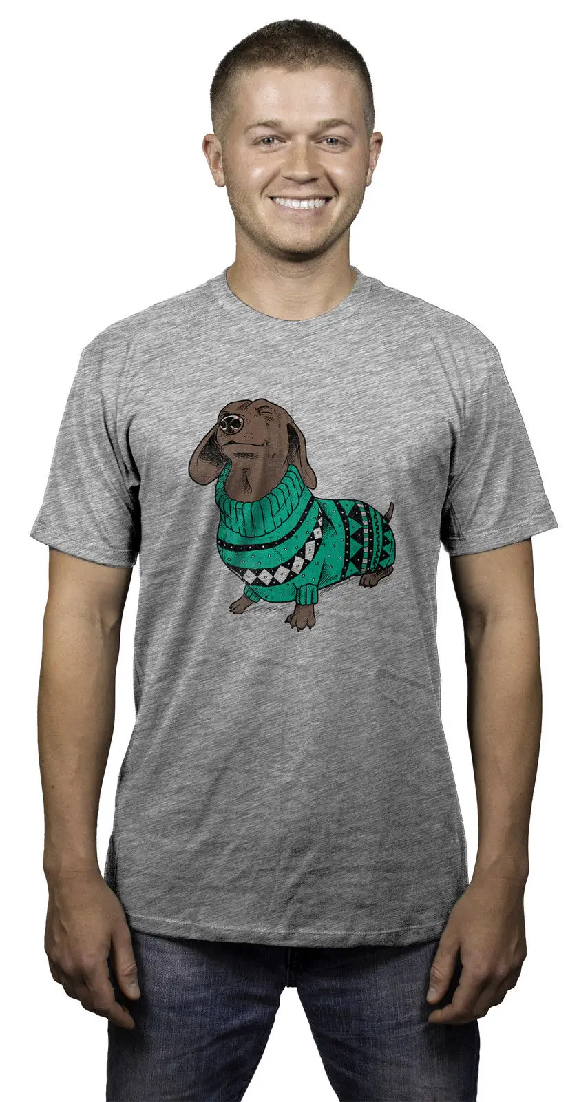 Мужской Рождественский свитер Wiener Dog Такса футболка 100% хлопок футболки брендовая
