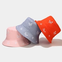 2021 new butterfly embroidery bucket hat man fisherman hat bob cap womens summer panama reversible unisex sun protection hats