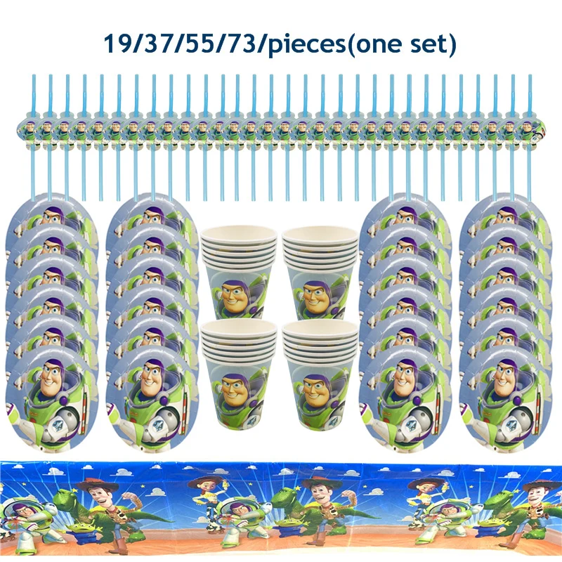 

Disney Toy Story Theme Disposable Birthday Party Decoration Wedding Event Pink Party Supplies Various Tableware Sets For Kid