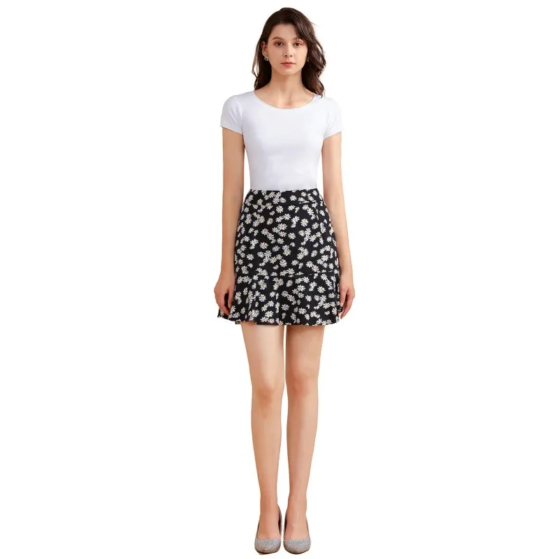 Женская винтажная юбка пачка с цветочным принтом шифоновая для взрослых