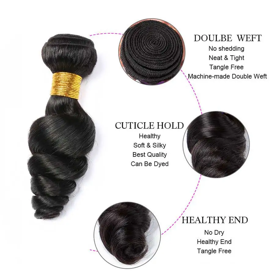 Loose Wave Bundles With Closure Brazilian Hair Weave Bundles Lace Closure With Bundles Remy Human Hair 3 Bundles With Closure