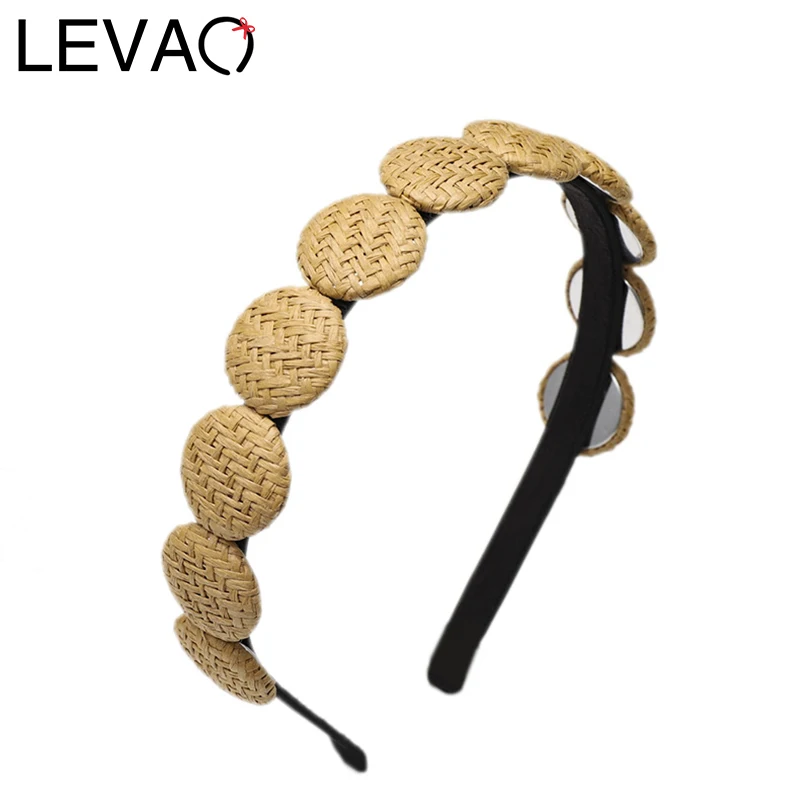 LEVAO, корейский стиль, соломенная круглая пряжка, повязка на голову, модная резинка для волос, ободок, тюрбан для женщин и девушек, аксессуары для волос, обруч для волос