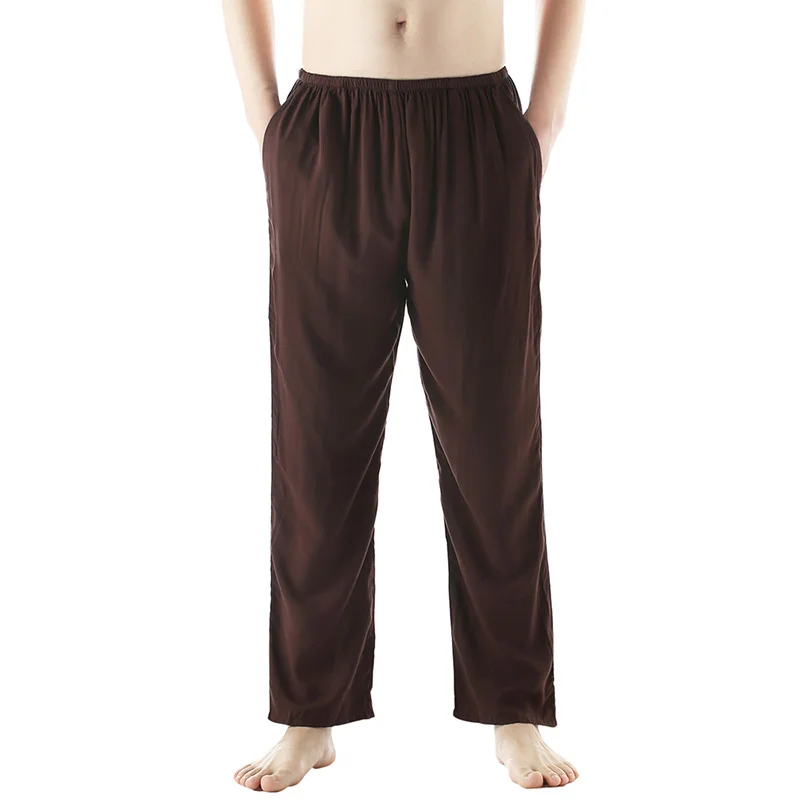 

5XL Plus Size Pajamas For Men Thin Cotton Silk Pajama Pants Men's Casual Loose Pants Bottoms Solid Homewear Trousers For Male