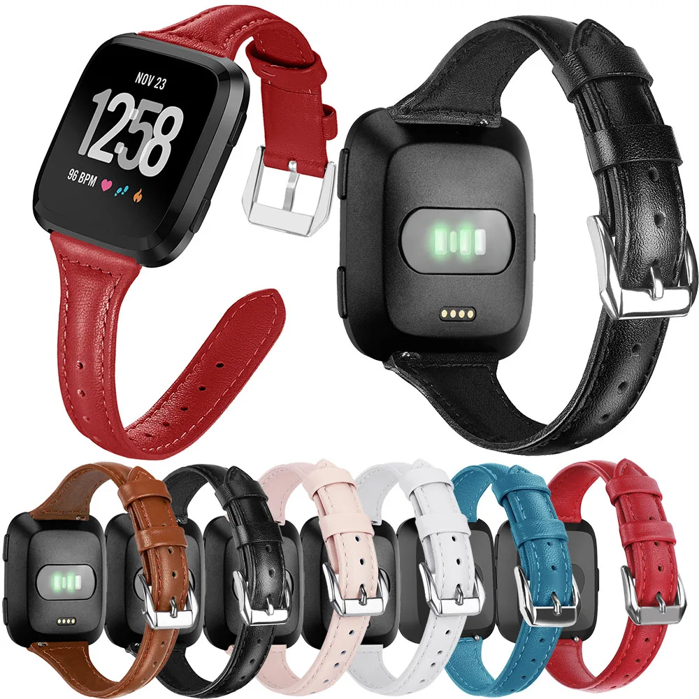 Тонкий мягкий браслет Essidi из натуральной кожи для Fitbit Versa 2 быстросъемный ремешок