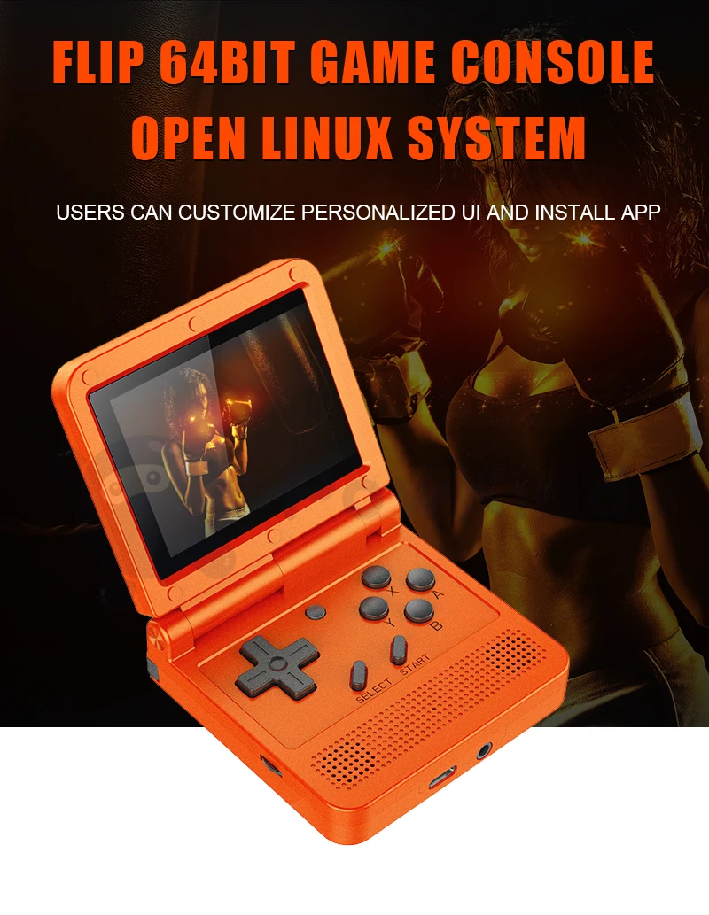 Powkiddy V90 3D 3 0 ips Ретро игровая консоль Flip Linux система портативная 64 бит Видеоигра для