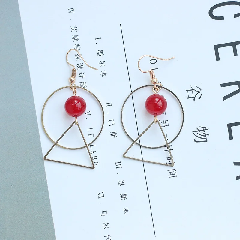 Золотистые женские круглые серьги-подвески с бусинами | Украшения и аксессуары