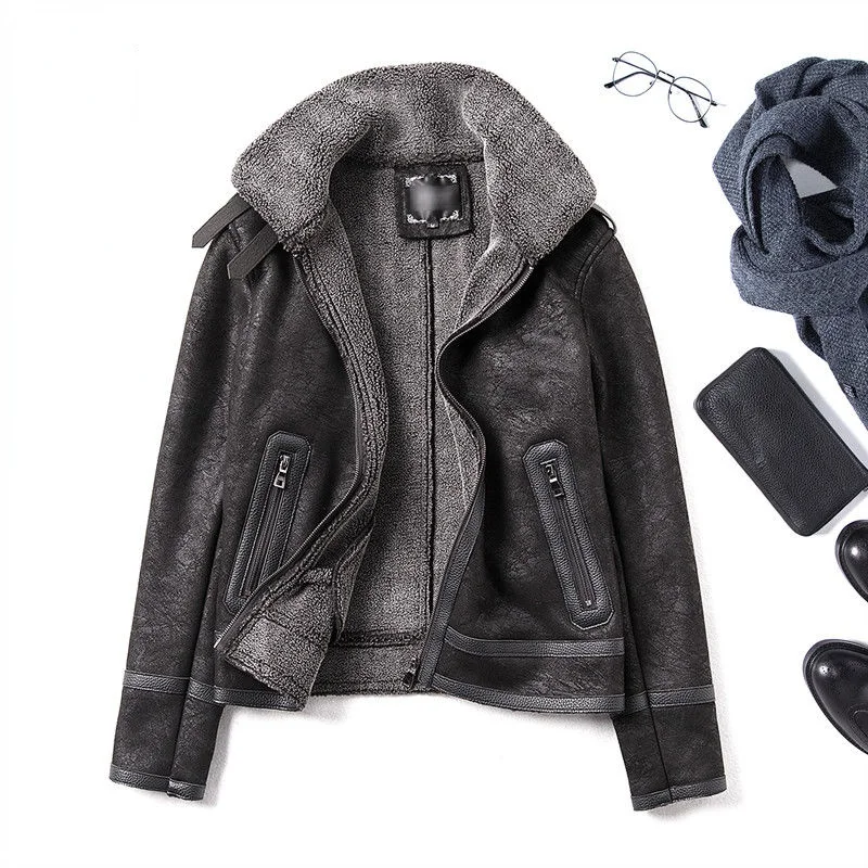 

Men 2021 Autumn Winter Fashion Motorcycle Faux Leather Jackets Male Slim PU Leather Coats Men Thick Warm Short Overcoats O533