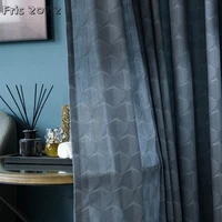 modern minimalist dark gray geometric square curtain custom semi shading partition curtains for living dining room bedroom