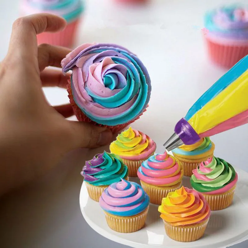 Инструменты для украшения тортов 3 цвета кондитерский мешок крема и насадки