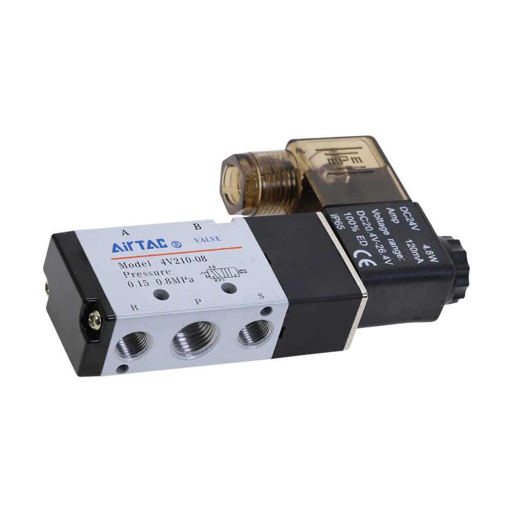 5 позиционный 2 Электрический электромагнитный клапан Airtac 4V210 08 постоянный ток 24 В