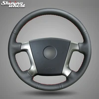 shining wheat hand stitched black leather steering wheel cover for chevrolet epica 2006 2011