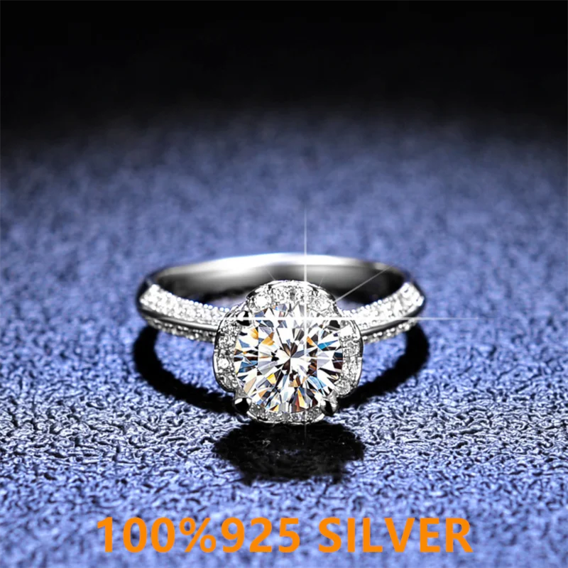 

925 indelible Sterling Silver women's ring D-COLOR Mossan diamond heart-shaped crown ring exquisite romantic wedding jewelry