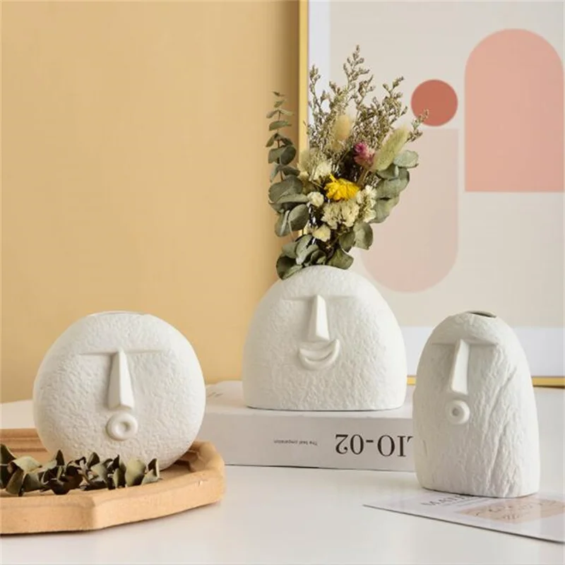 

Creative ceramic crafts Nordic style simple abstract ornaments home decorations face ceramic vase birthday gifts