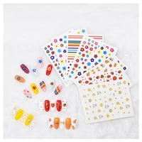 10pcs red pink yellow and colored flower nail stickers 3d design nail art transfer self adhesive decorative stickers