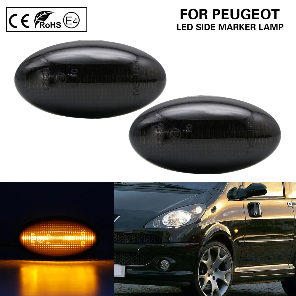 

2Pc For Peugeot 107 1007 108 206 307 407 4007 607 Partner CITROEN C1 C2 C3 C4 C5 C6 JUMPY LED Side Marker Turn Signal Light Lamp