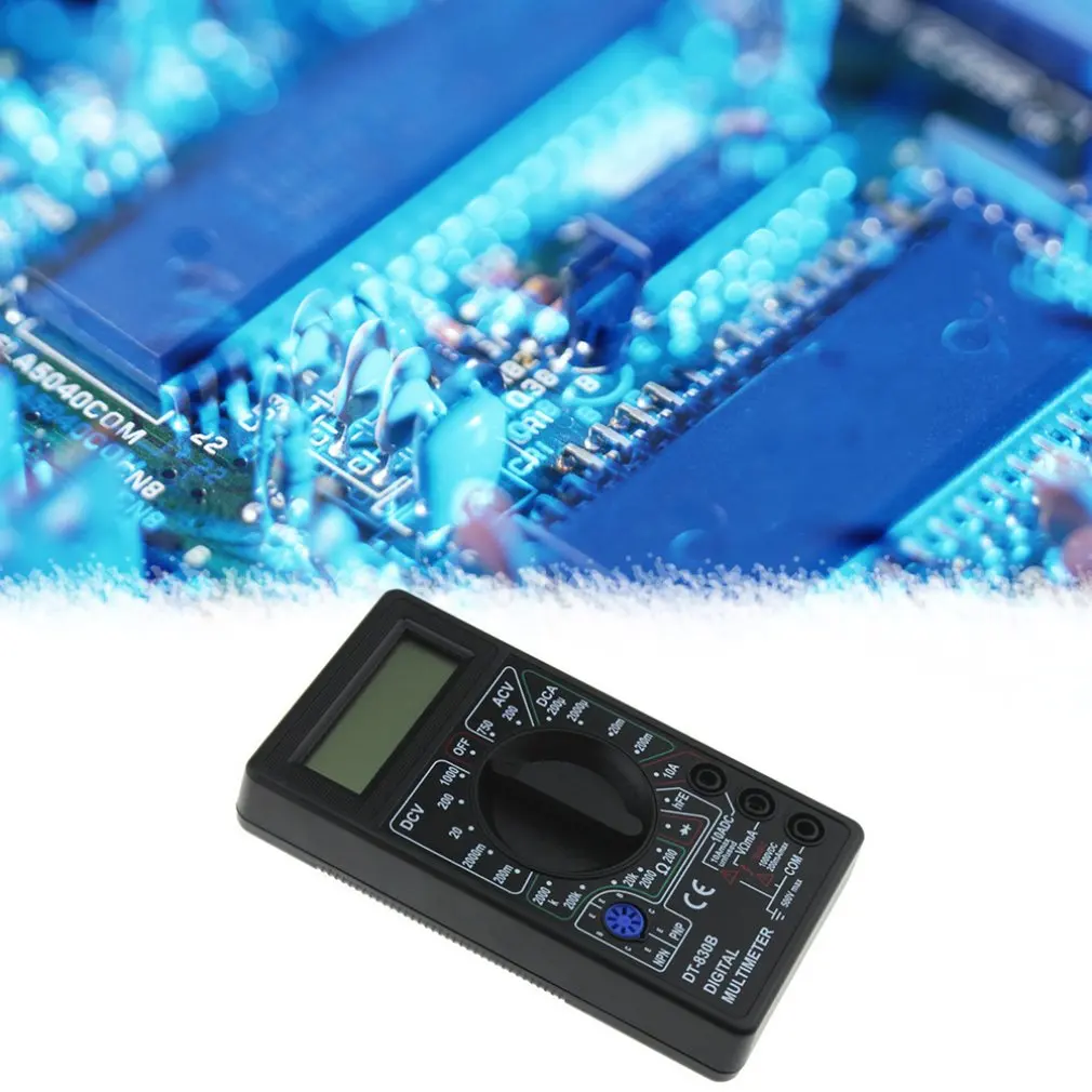 Dt830B Ac/Dc ЖК-дисплей Цифровой мультиметр 750/1000V Вольтметр Амперметр Ом тестер
