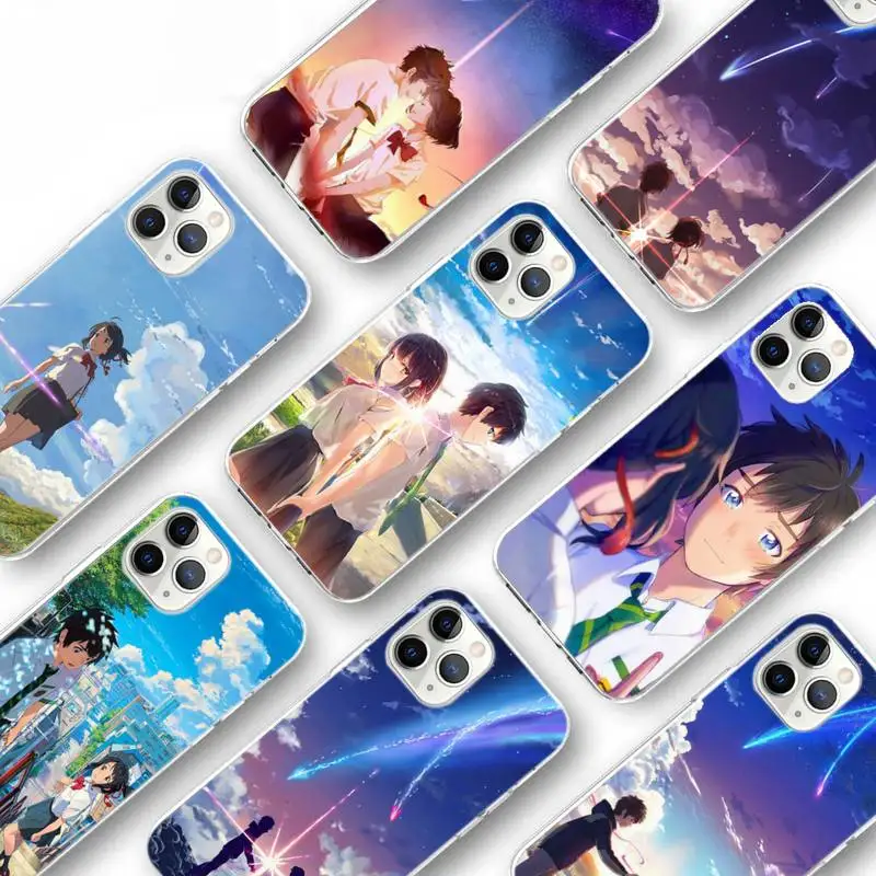 

Your Name Anime cartoon Phone Case Transparent for iPhone Samsung S 11 12 6 7 8 9 10 20 Pro X XS Max XR Plus lite