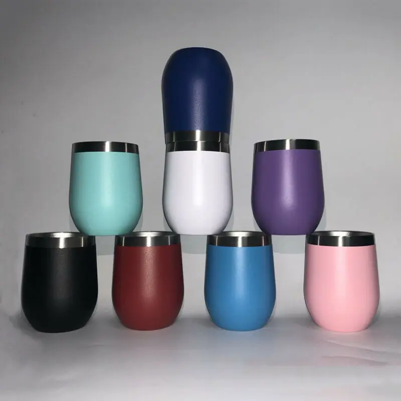 12 унций нержавеющая сталь Stemless бокалы для вина с вакуумной изоляцией чашки