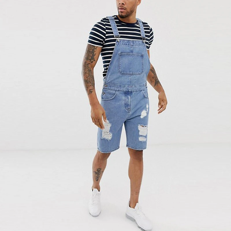 2019 новые мужские рваные джинсы комбинезоны спецодежда летние модные