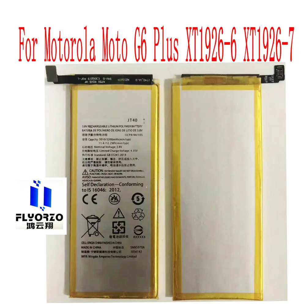 

Brand new original 3200mAh JT40 Battery For Motorola Moto G6 Plus XT1926-6 XT1926-7 Mobile Phone