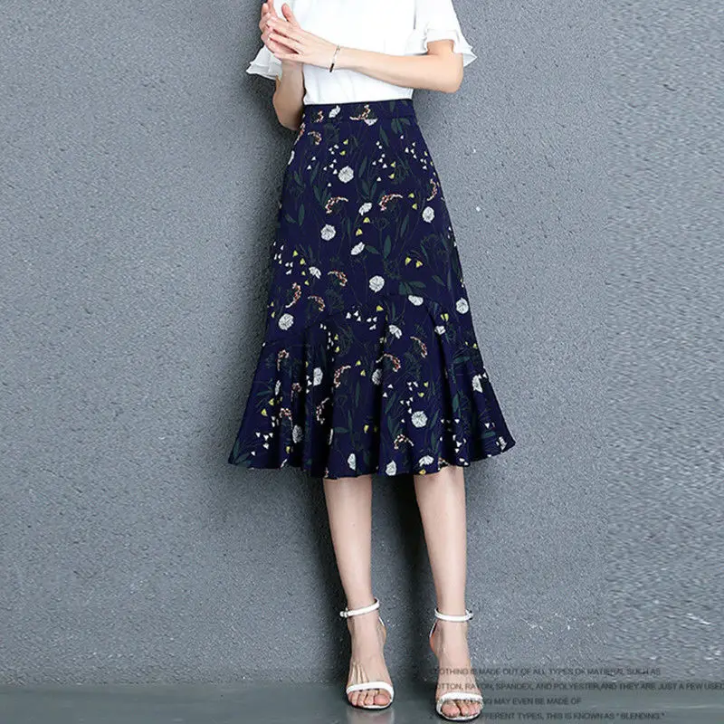 Big Size S-5xl New Fashion Women Skirts Summer Floral High Waist Ladies Was Thin Large Chiffon Ball Gown Skirt | Женская одежда