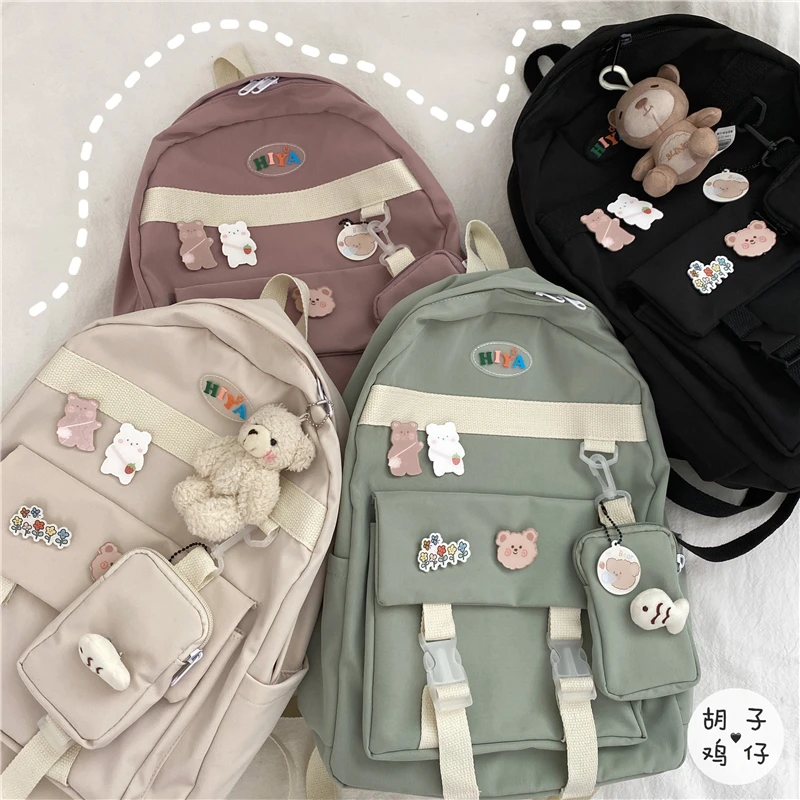 

YJ331 Retro tooling backpack Korea simple and versatile solid color high school male and female student backpack