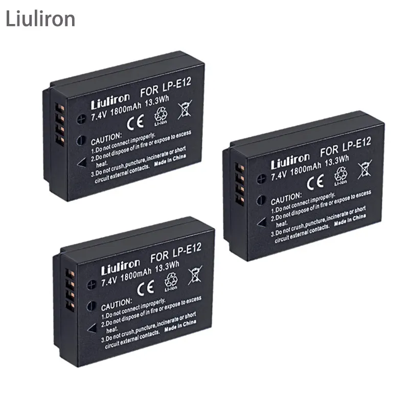 3battery 4 шт 1800mAh LP-E12 LP E12 LPE12 литий-ионная батарея+ lcd USB двойное зарядное устройство для камеры Canon EOS M50, EOS M100, 100D Kiss X7 Rebel SL1 - Цвет: 3battery