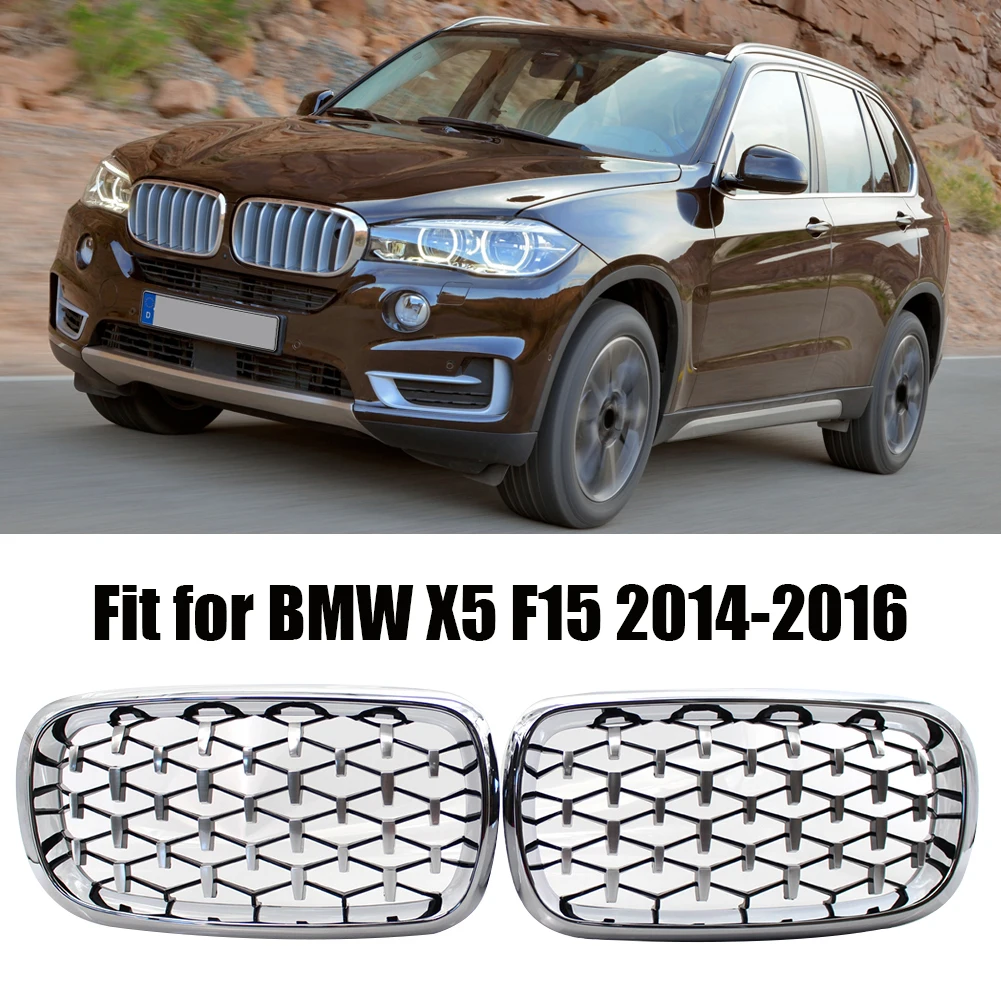 

1 Pair of Electroplated Middle Mesh Diamond Kidney Grille Suitable for Bmw F15 X5 14-16 Light Weight Replacement Chrome Pating