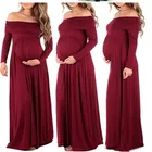 Платье для беременных, с открытым плечом, с высокой талией