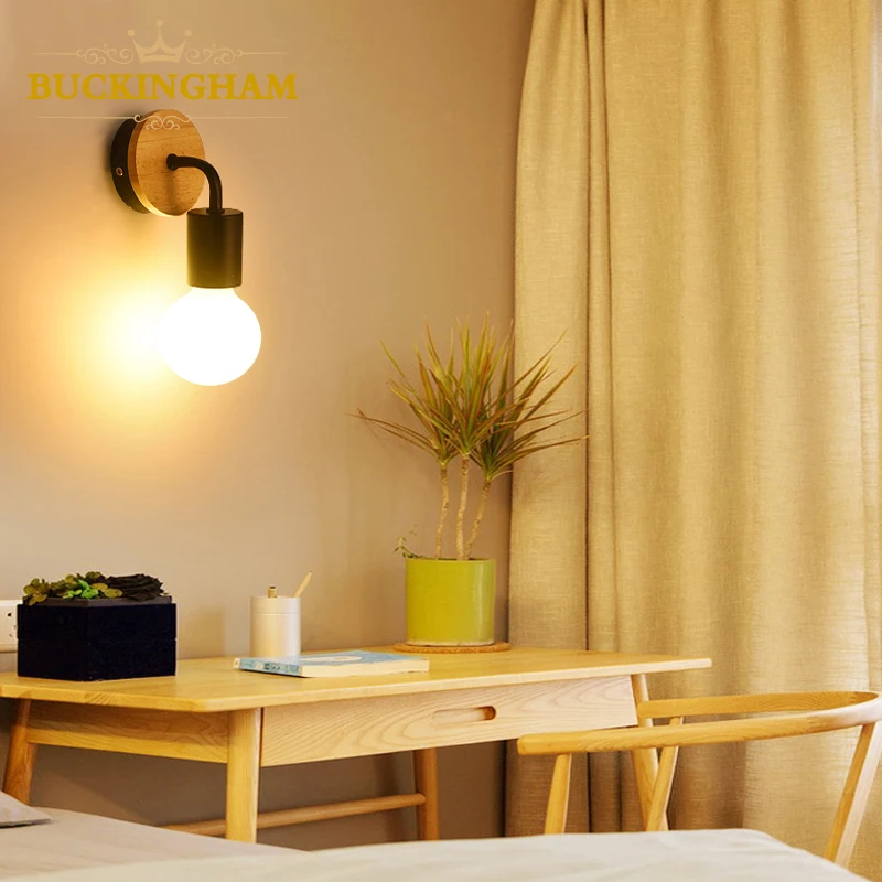 Простой настенный светильник винтажный деревянный металлический светодиодный в