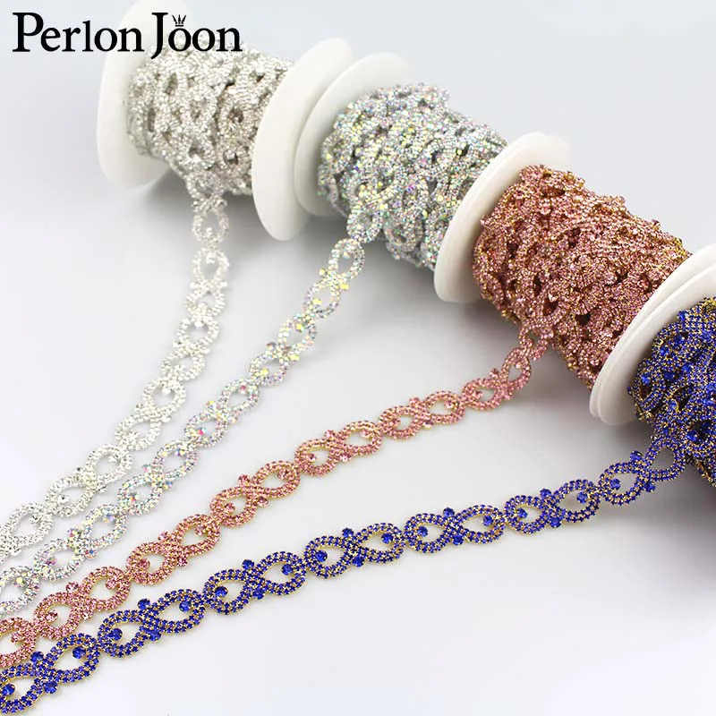 1 ярд 8 Шап кристалл лук массив украшения Стразы отделка ленты металлическая цепь