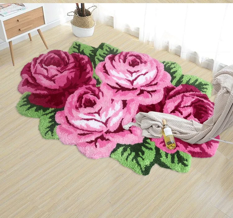 Ковер высшего качества с розовой розой ручной работы ковер розами и цветами