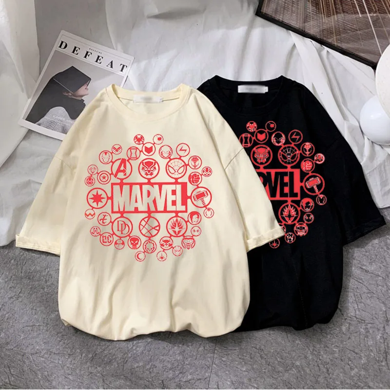 Женская футболка с коротким рукавом круглым вырезом и принтом MARVEL|Футболки| |