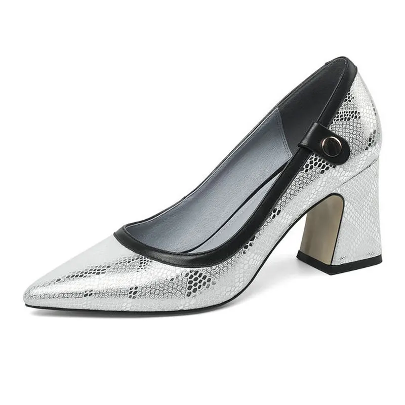 

Female Genuine Leather Retro Party Shoes Woman Spring Autumn Slip-on Shallow Shoes Women New Poined Toe High Heels Pumps