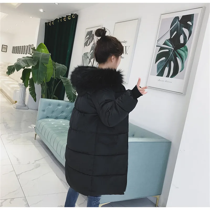 2019 New Autumn winter loose Women parka Outwear Coat Jacket long sleeve Knee length Medium length Thick warm Fashion Cotton