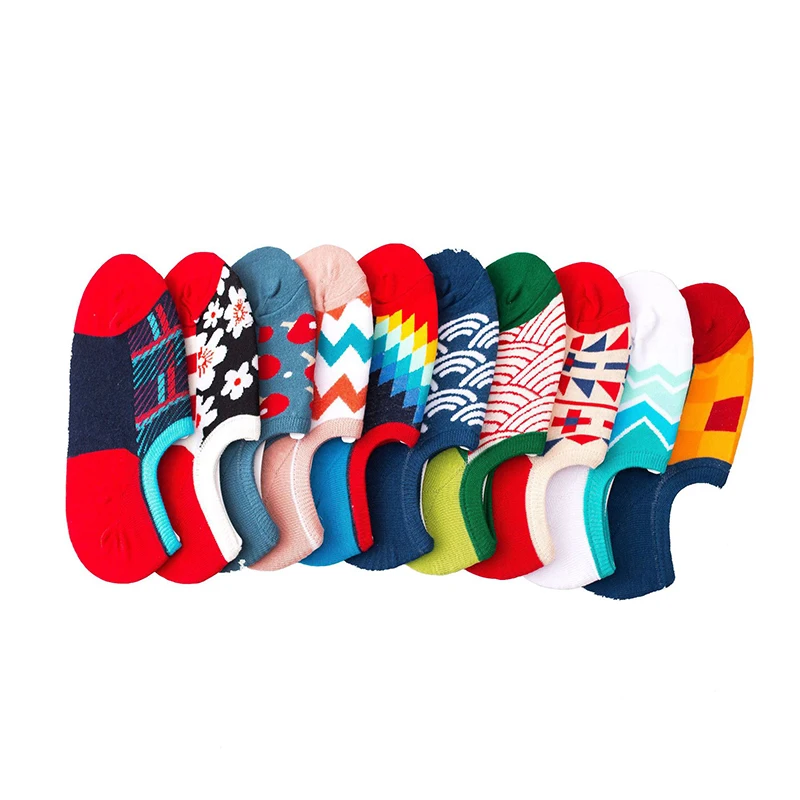 10 шт. женские носки Новые забавные милые счастливые невидимые дышащие