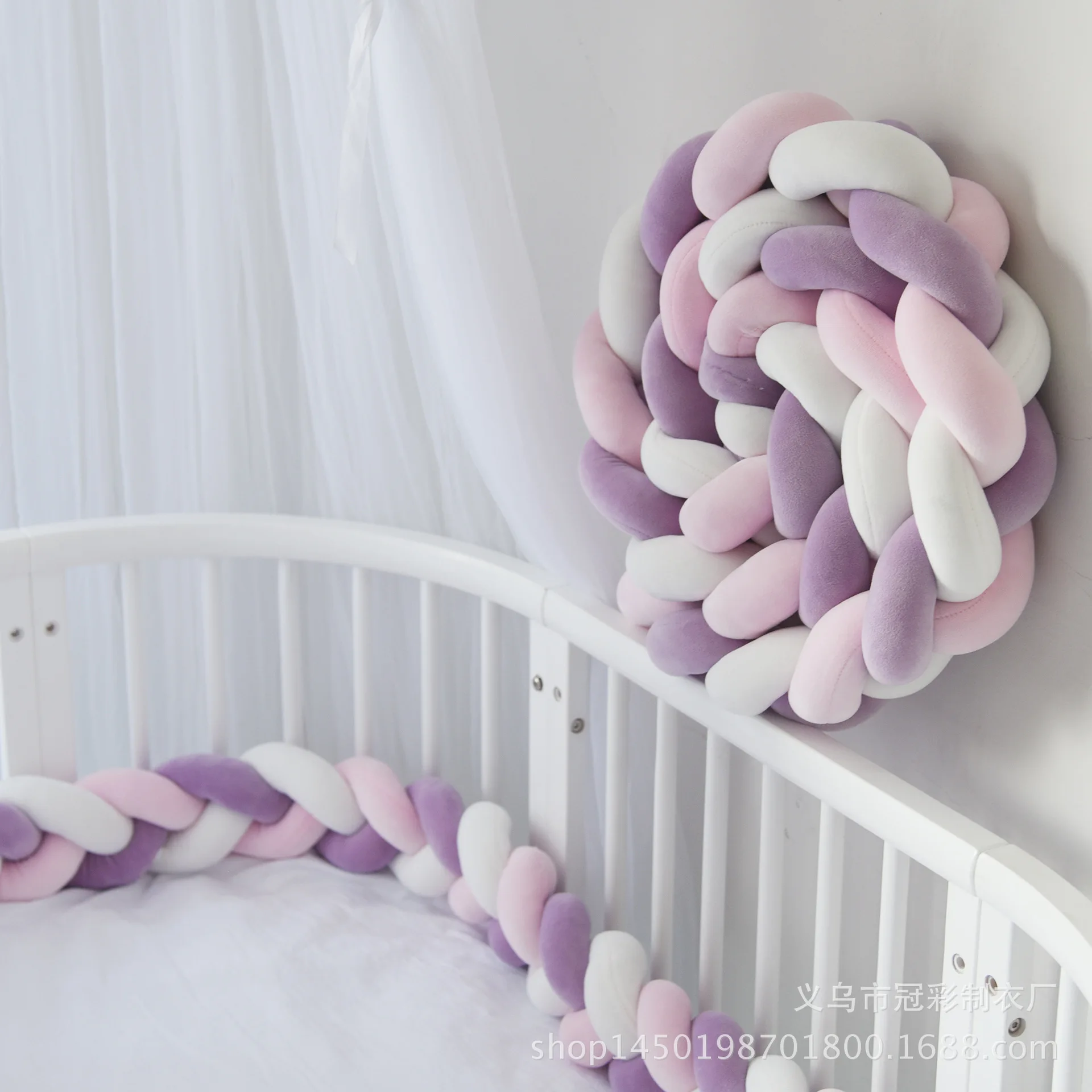 

1M/1.5M/2M/3M/4M Baby Bumper Crib Cot Protector Infant Bebe Bedding Set for Baby Boy Girl Braid Knot Pillow Cushion Room Decor