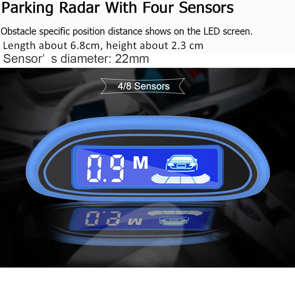Автомобильный парктроник парковочный радар с 8 светодиодный ем и голосовой