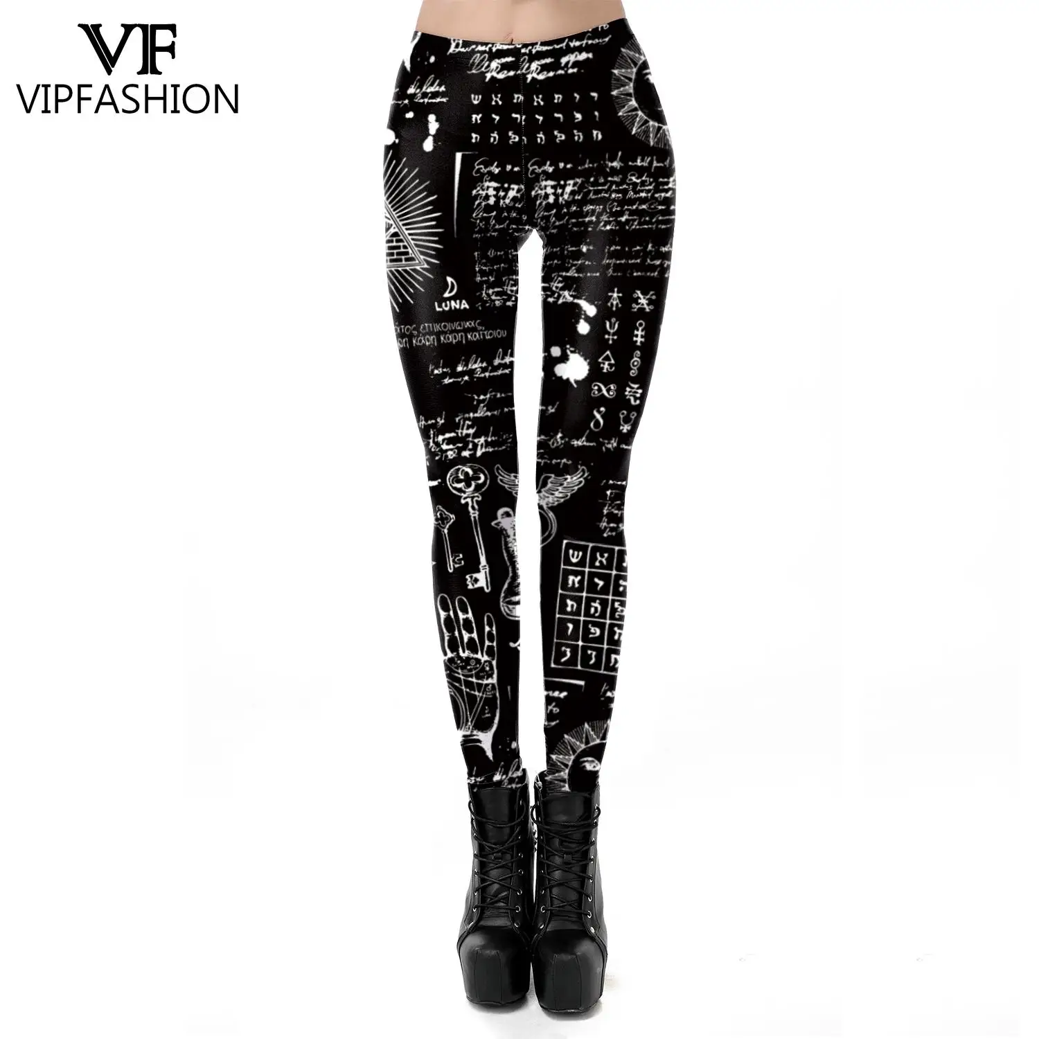

VIP FASHION Fashion Punk Print Pants Sports Fitness Leggings New Women's Pants Casual Plus Size Leggings Push Up Slim Trousers