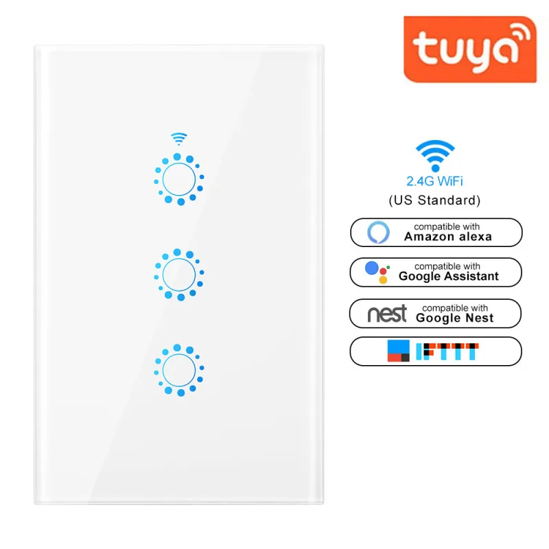 

Tuya Smart Switch WIFI Touch Smart Wi-Fi Touch Wall Switch Voice Switch Work With Amazon Alexa Google Home US/AU Standard