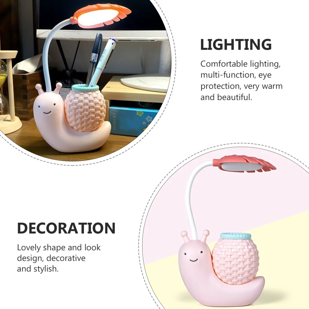 

1PC Cartoon Snail LED Table Lamp Pen Container Night Lamp (Random Color)
