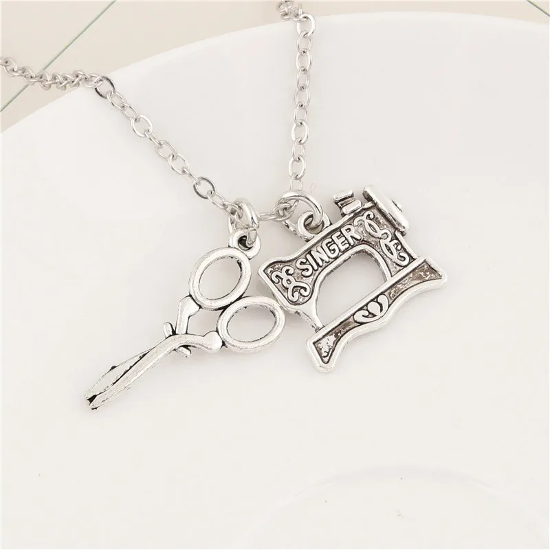 1 шт. швейное ожерелье с кулоном в форме машины ножничными подвесками