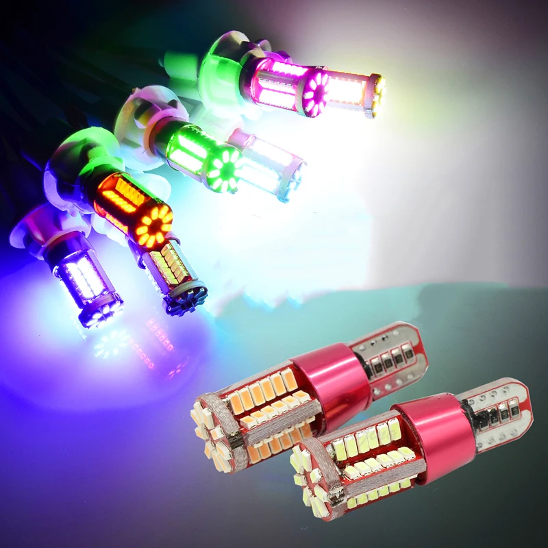 6Pcs T10 W5W 57SMD LED Clearance Lights Canbus NO Error Car Marker Light Auto Wedge Bulb Parking Lamp Blue Pink Green Yellow | Автомобили