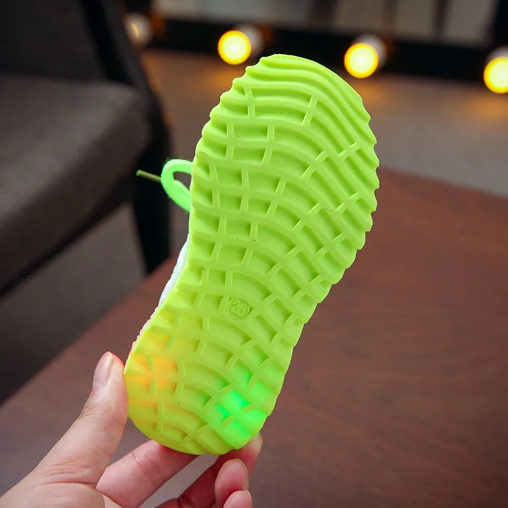 

Fashionable Children's Kids Baby Girls&boys Candy Color Led Shoes Mesh Luminous Sport Run Sneakers Lace-up Shoes Outdoor