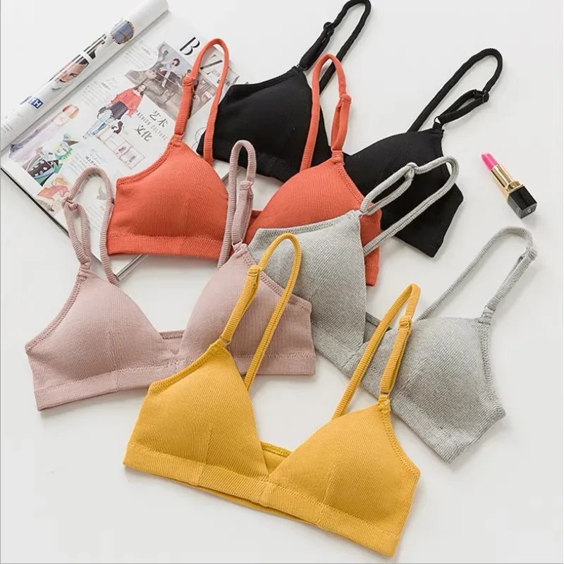 

Candy Color French Style Bra Triangle Cup Lingerie Deep V Bralette For Women Push Up Bra Female Wireless Seamless Underwear
