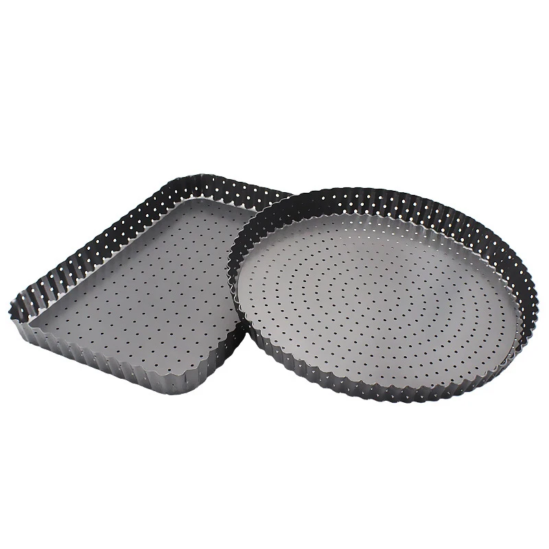 11 дюймов черный металлический круглый прямоугольный поднос для пиццы противень