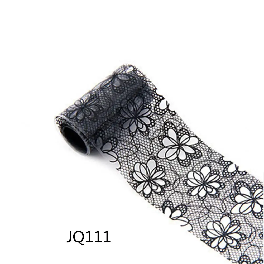 1 шт Новый Дизайн Черные Кружева цветочные наклейки для ногтей Фольга в рулонах